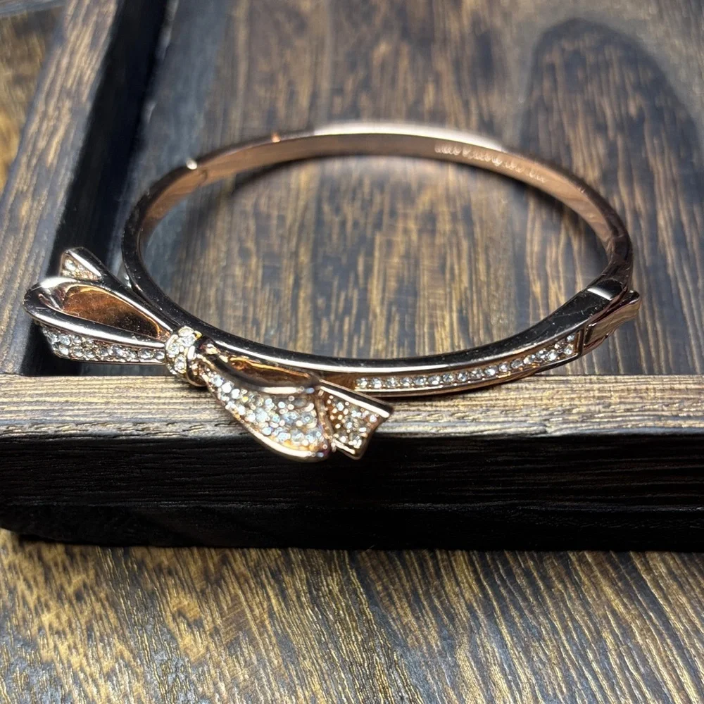 Kate Spade Rose Gold Bow Crystal Bangle Bracelet - Picture 3 of 9